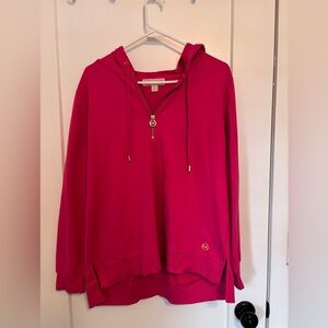 Michael Kors Bright Fuchsia Half-Zip Hooded Pullover
